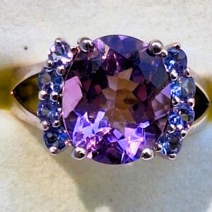 Amethyst and Tanzanite Sterling Silver Ring Size 7 NIB